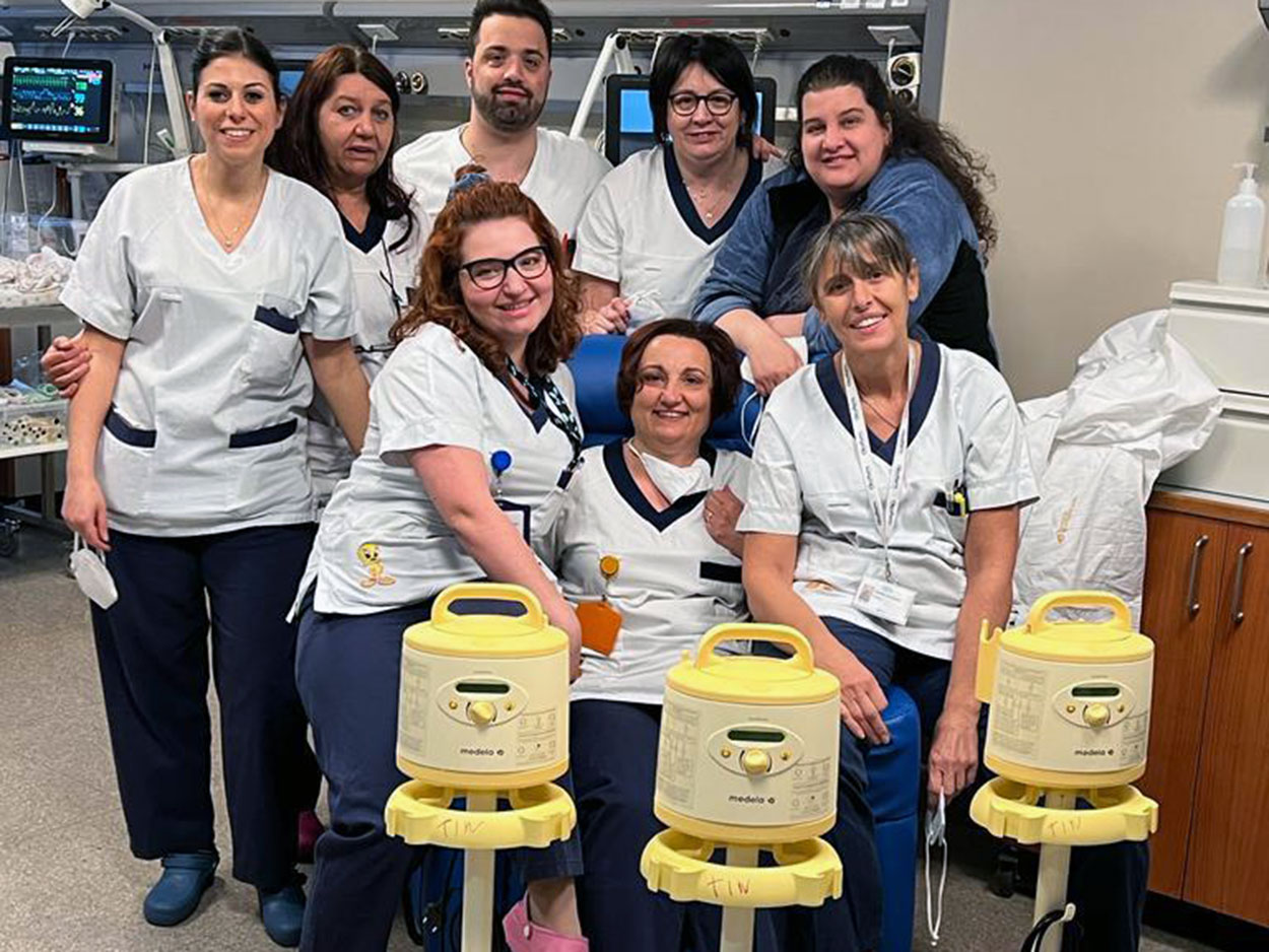 Tiralatte donati da Tinnamoreraidime al reparto di Terapia Intensiva Neonatale dell'Ospedale Alessandro Manzoni di Lecco